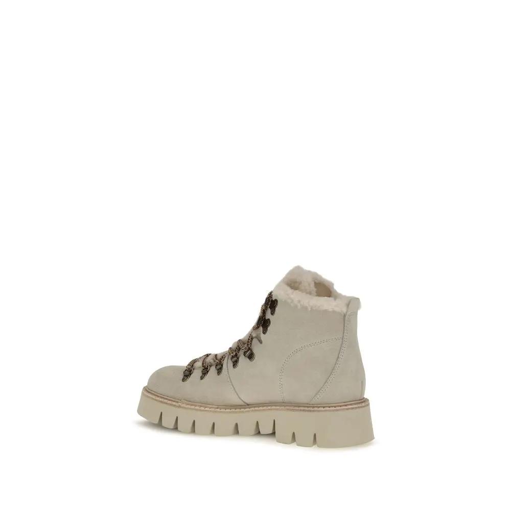 Pedro García Sample Sale | Pedro García Beige Calf Leather Bos Taurus Lace-Up Boots - | Designer outlet