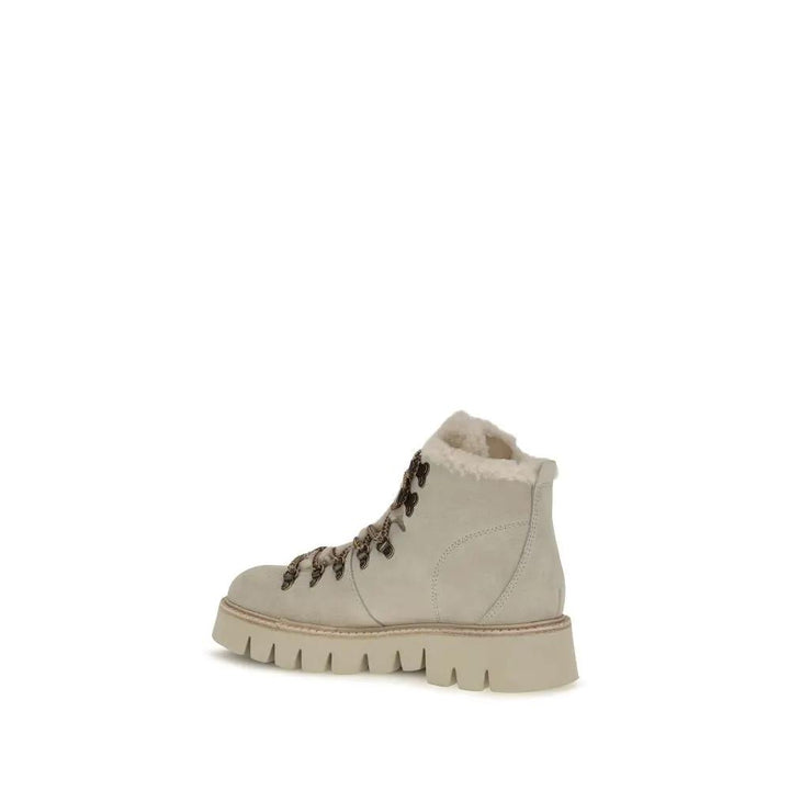 Pedro García Sample Sale | Pedro García Beige Calf Leather Bos Taurus Lace-Up Boots - | Designer outlet