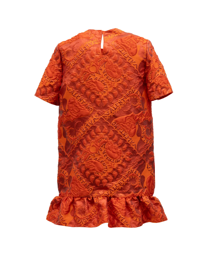 Valentino Garavani Sample Sale | Valentino Garavani Orange Short Sleeve Ruffle Hem Dress - | Designer outlet