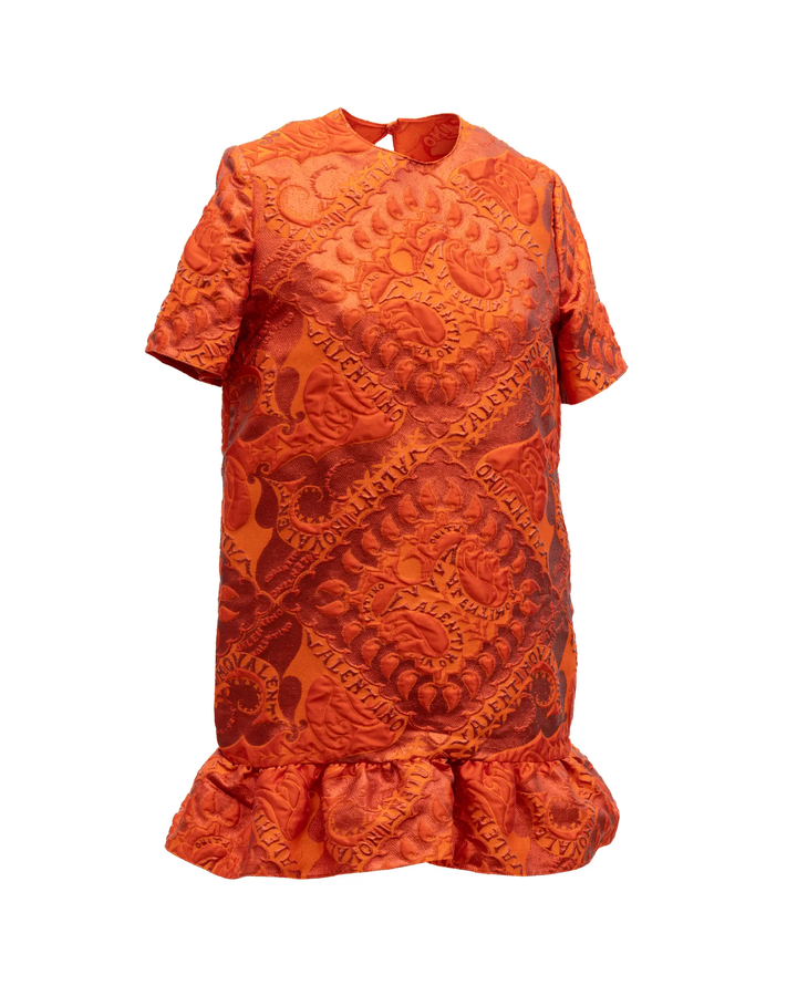 Valentino Garavani Sample Sale | Valentino Garavani Orange Short Sleeve Ruffle Hem Dress - | Designer outlet