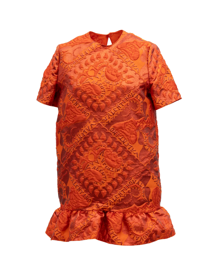Valentino Garavani Sample Sale | Valentino Garavani Orange Short Sleeve Ruffle Hem Dress - | Designer outlet