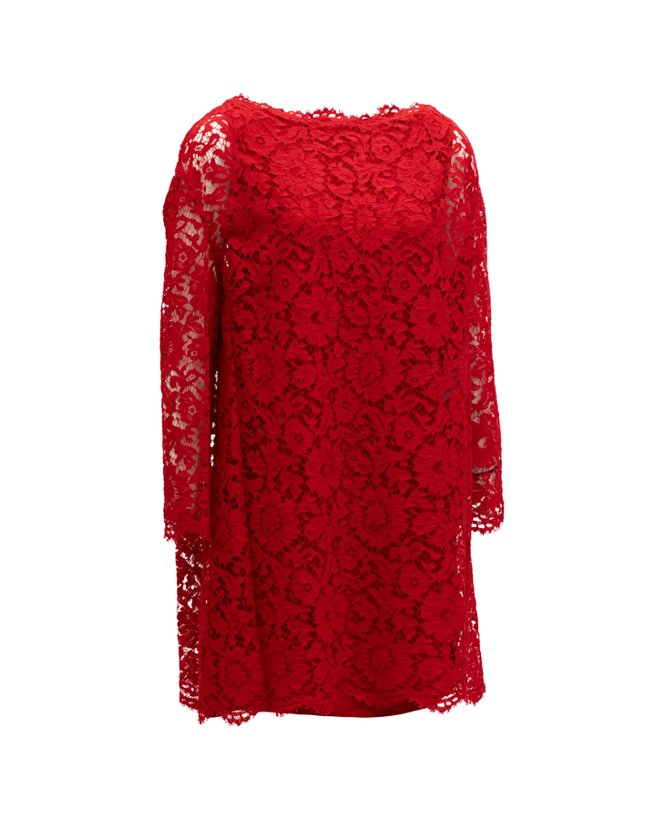 Valentino Garavani Sample Sale | Valentino Garavani Red Lace Short Dress - | Designer outlet