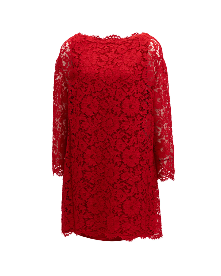 Valentino Garavani Sample Sale | Valentino Garavani Red Lace Short Dress - | Designer outlet