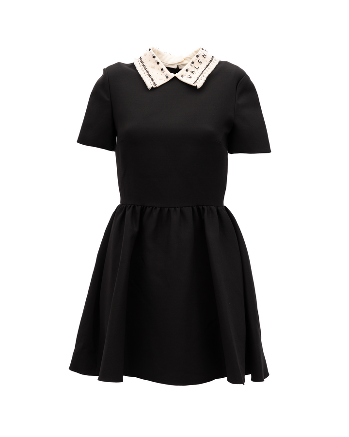 Valentino Garavani Sample Sale | Valentino Garavani Black Mini Dress with Embellished Collar - | Designer outlet