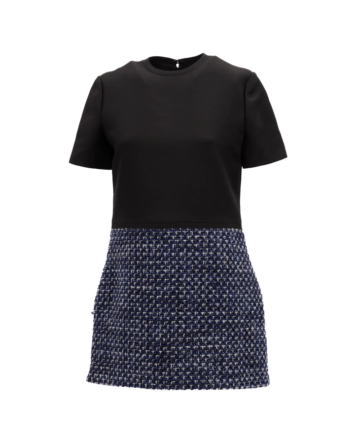 Valentino Garavani Sample Sale | Valentino Garavani Black and Blue Tweed Mini Dress - | Designer outlet