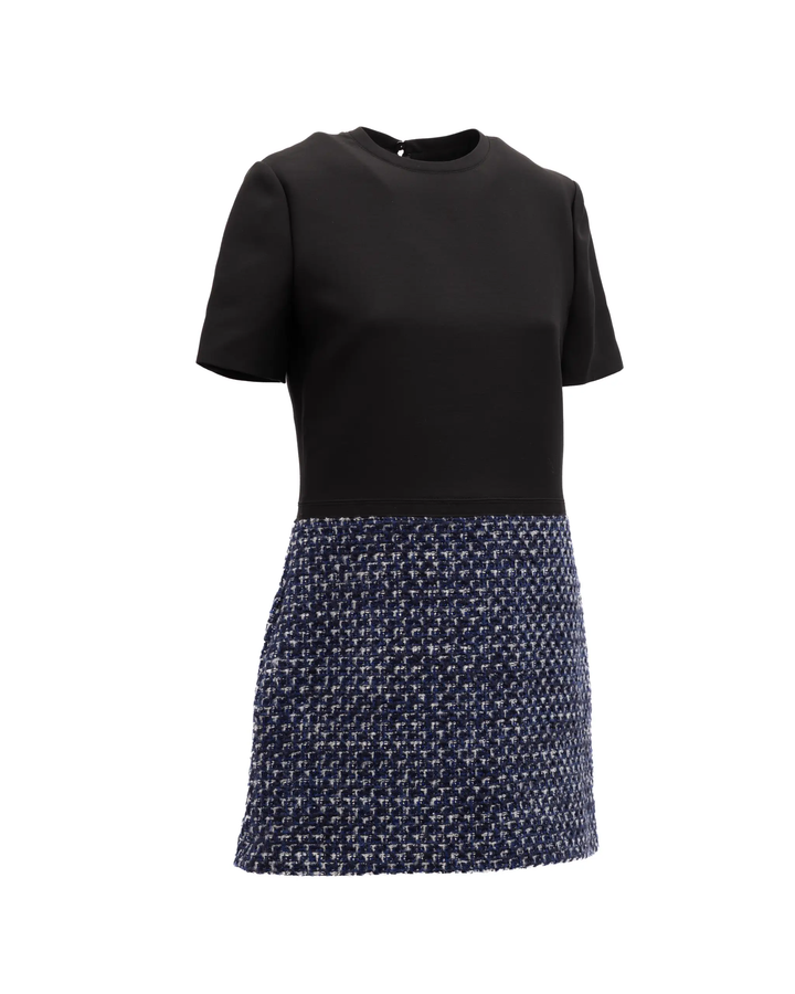 Valentino Garavani Sample Sale | Valentino Garavani Black and Blue Tweed Mini Dress - | Designer outlet