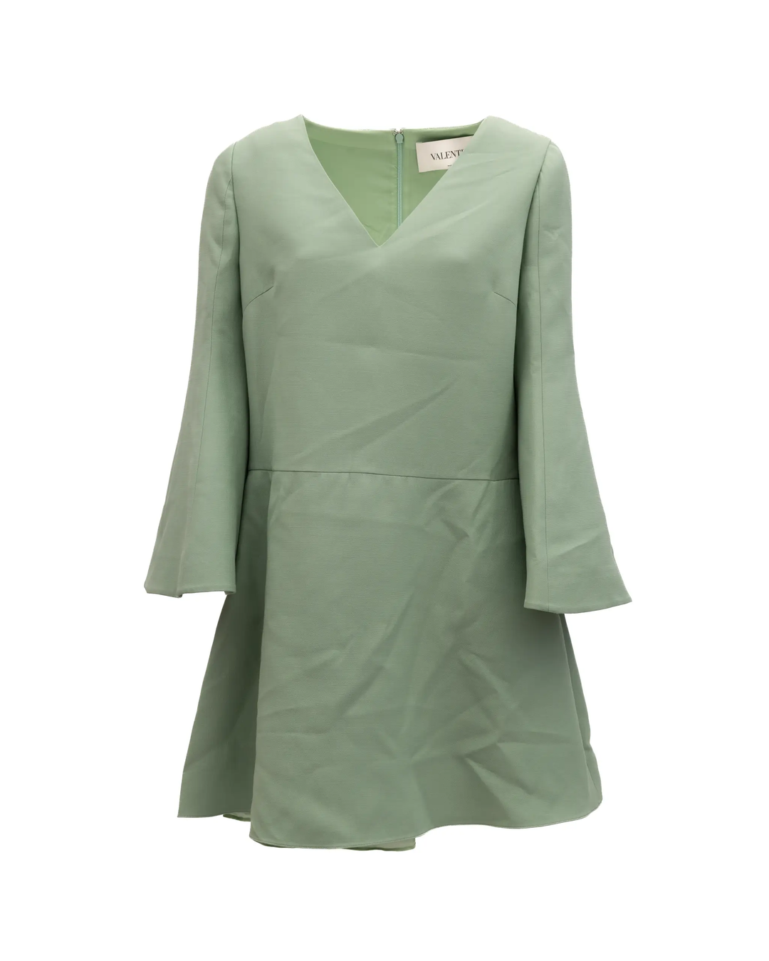 Valentino Garavani Sample Sale | Valentino Garavani Sage Green V-Neck Dress with Bell Sleeves - | Designer outlet