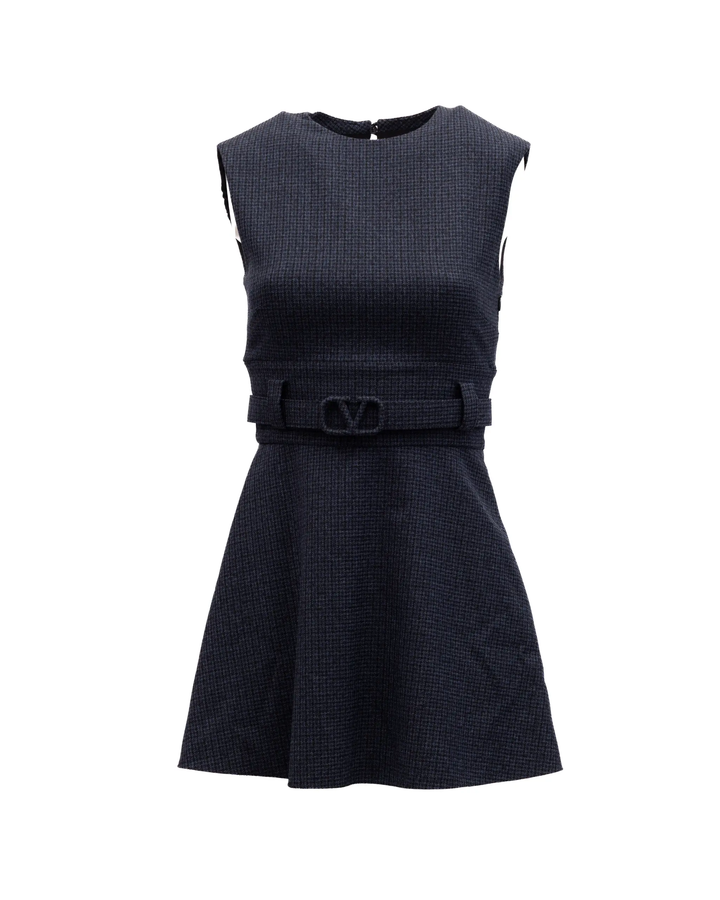 Valentino Garavani Sample Sale | Valentino Garavani Navy Check Sleeveless Mini Dress - | Designer outlet