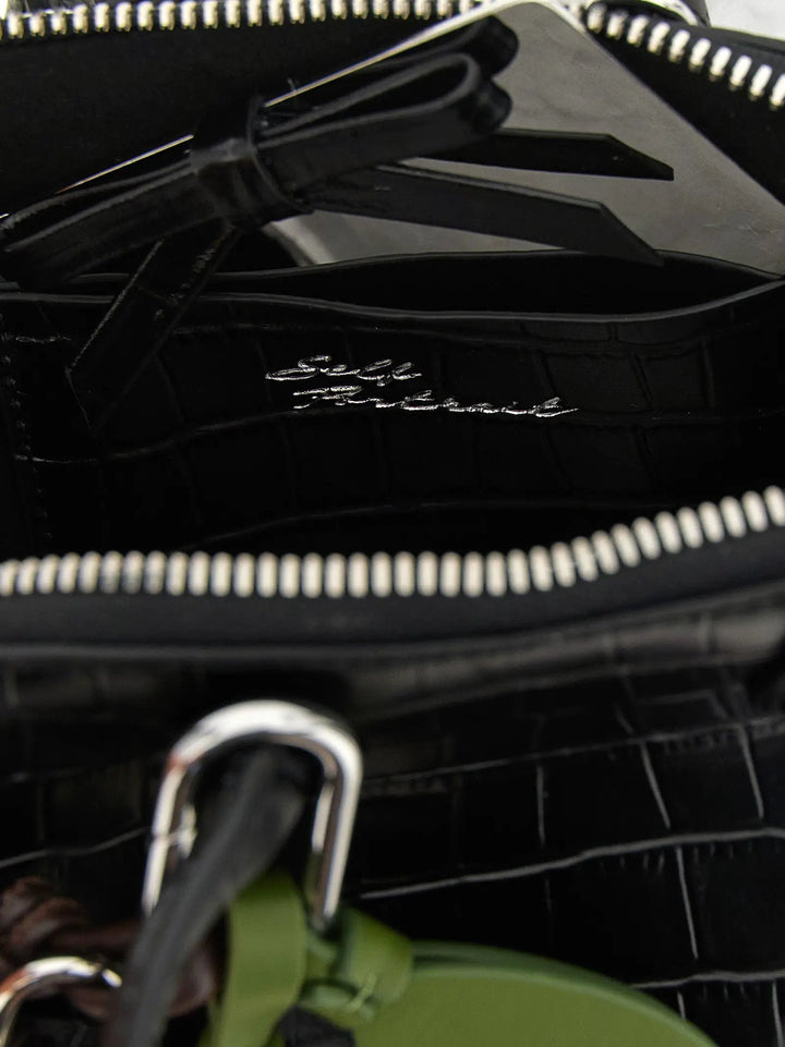 Self-Portrait Sample Sale | Self-Portrait Black Cowhide Handbag - | Designer outlet