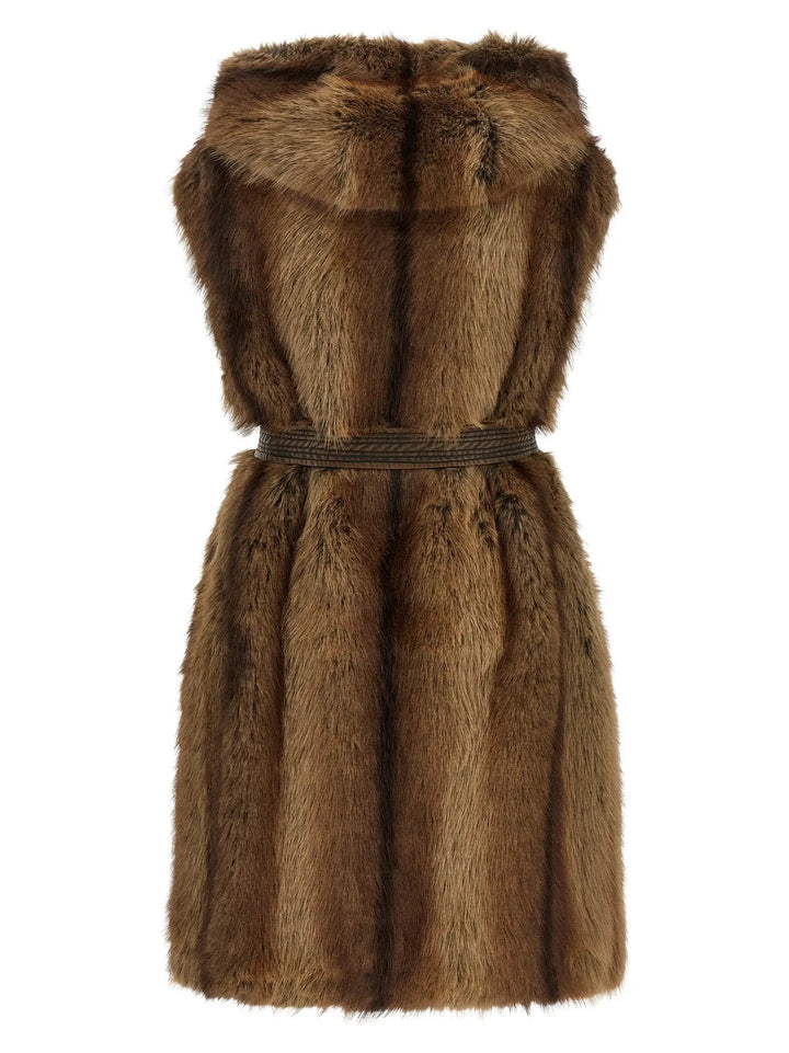 PINKO Sample Sale | PINKO Brown Polyester Sleeveless Jacket - | Designer outlet