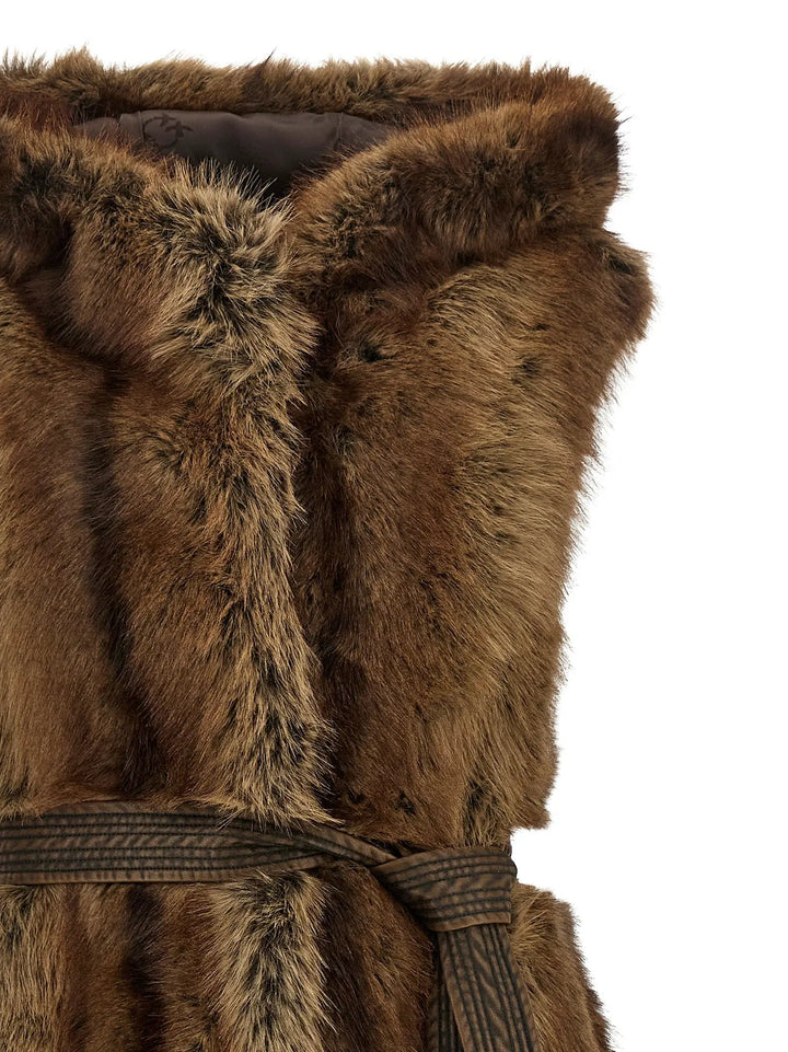 PINKO Sample Sale | PINKO Brown Polyester Sleeveless Jacket - | Designer outlet