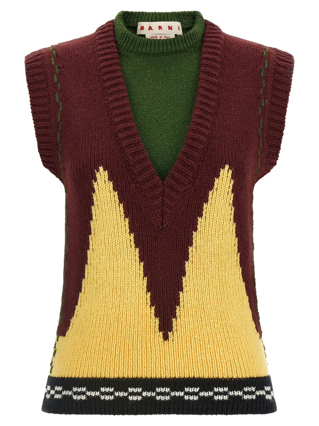 Marni Sample Sale | Marni Bordeaux Wool Sleeveless Jacket - | Designer outlet