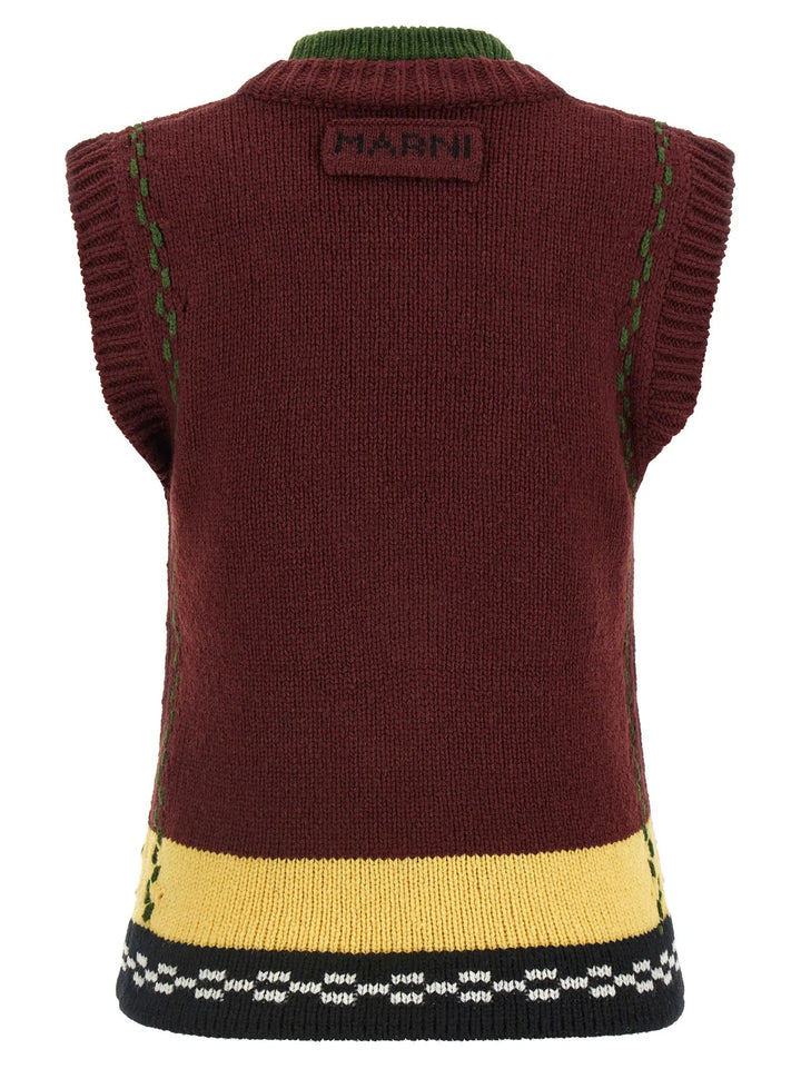 Marni Sample Sale | Marni Bordeaux Wool Sleeveless Jacket - | Designer outlet