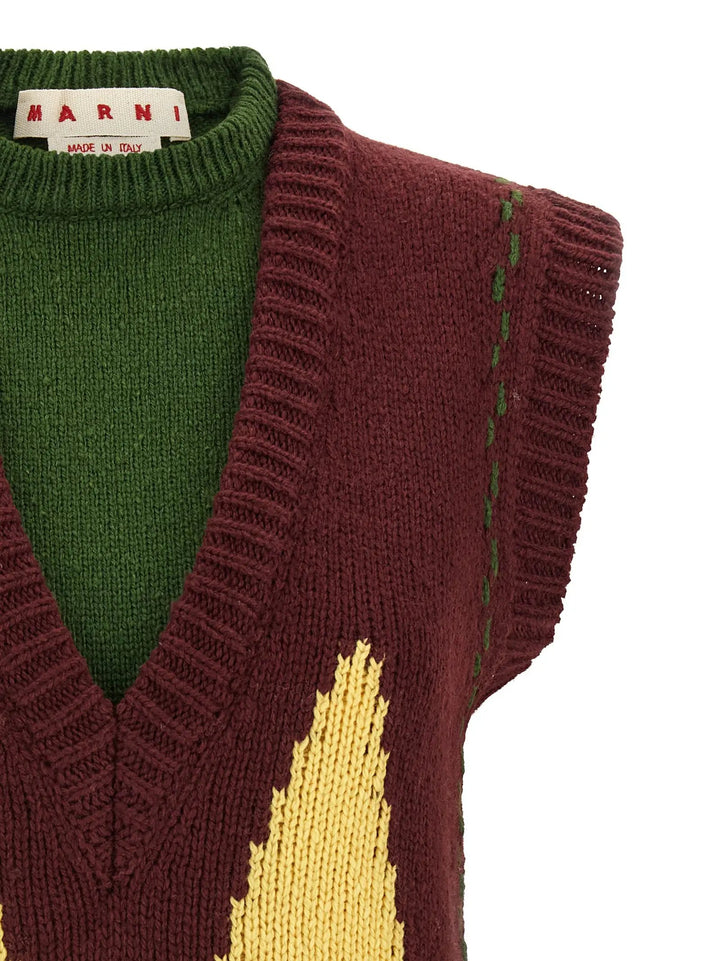 Marni Sample Sale | Marni Bordeaux Wool Sleeveless Jacket - | Designer outlet
