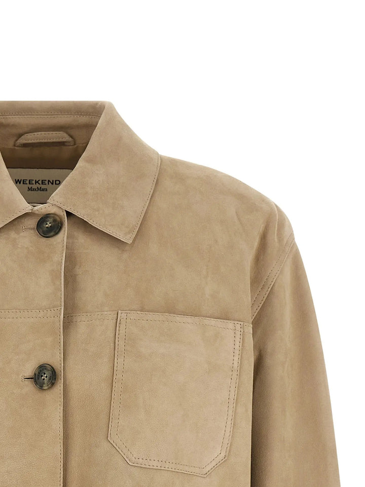 Max Mara Sample Sale | Max Mara Beige Lamb Leather Leather Jacket - | Designer outlet