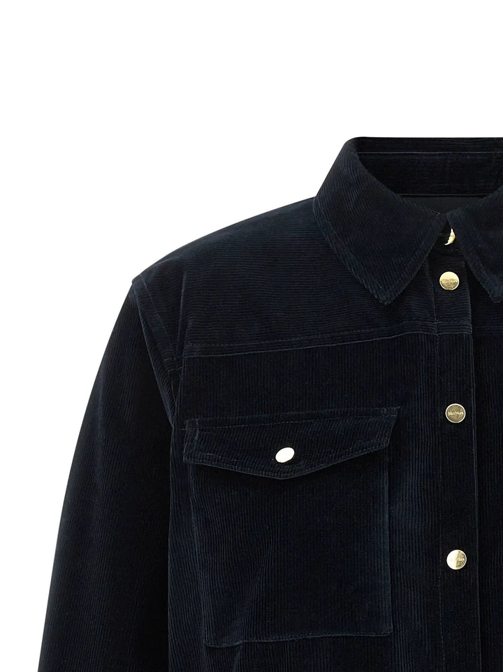 Max Mara Sample Sale | Max Mara Blue Cotton Full-Length Jacket - | Designer outlet