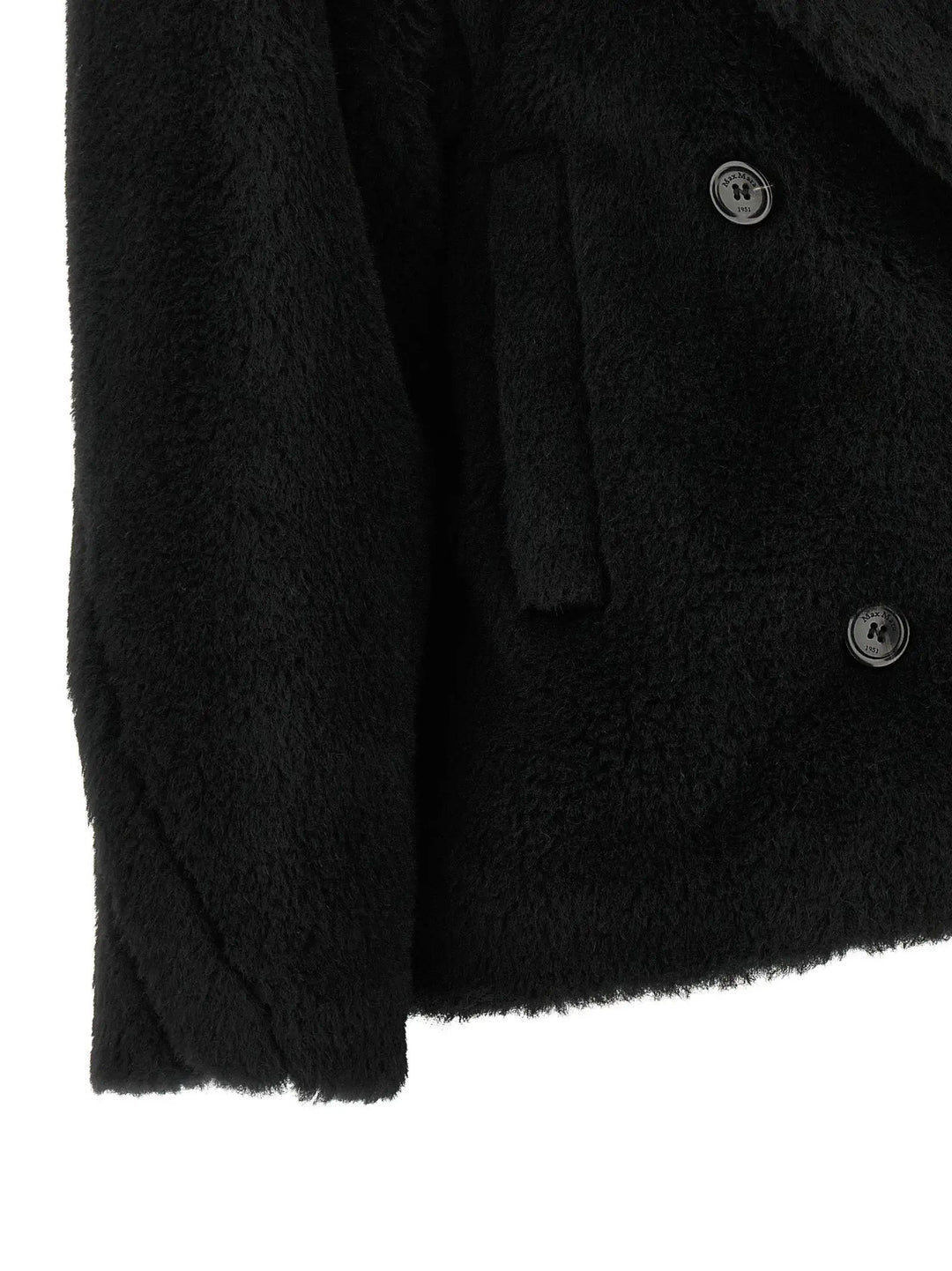 Max Mara Sample Sale | Max Mara Black Alpaca Leather Coat - | Designer outlet