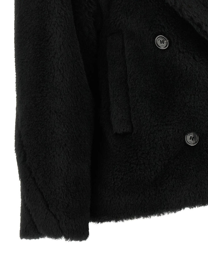 Max Mara Sample Sale | Max Mara Black Alpaca Leather Coat - | Designer outlet
