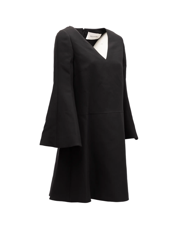 Valentino Garavani Sample Sale | Valentino Garavani Black V-Neck Dress with Flared Sleeves - | Designer outlet