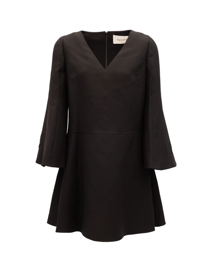 Valentino Garavani Sample Sale | Valentino Garavani Black V-Neck Dress with Flared Sleeves - | Designer outlet