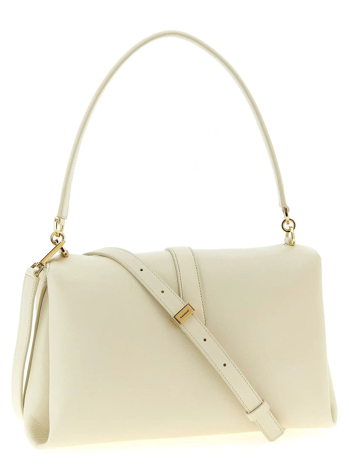Ferragamo Sample Sale | Ferragamo White Calfskin Shoulder Bag - | Designer outlet