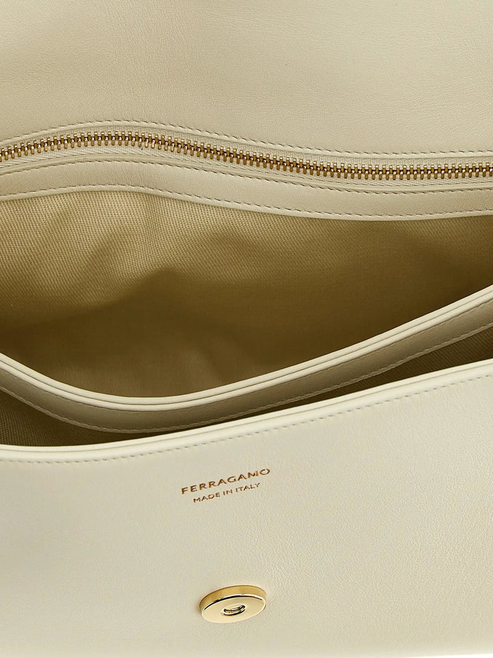 Ferragamo Sample Sale | Ferragamo White Calfskin Shoulder Bag - | Designer outlet