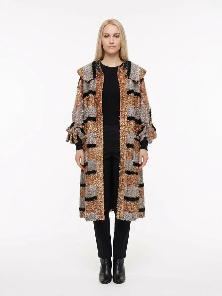 DOLCE & GABBANA ツイードロングコート　襟毛皮　38 Dolce & Gabbana Multicolor Leather Coat – Ask Me Wear