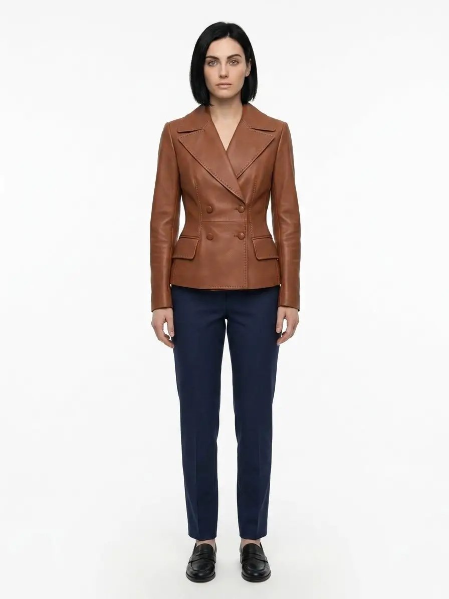 Dolce &amp; Gabbana Sample Sale | Dolce &amp; Gabbana Brown Calfskin Leather Jacket - | Designer outlet
