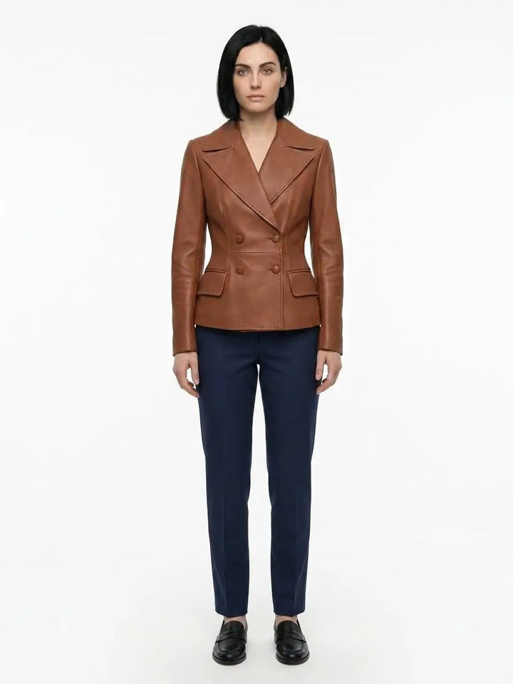 Dolce &amp; Gabbana Sample Sale | Dolce &amp; Gabbana Brown Calfskin Leather Jacket - | Designer outlet