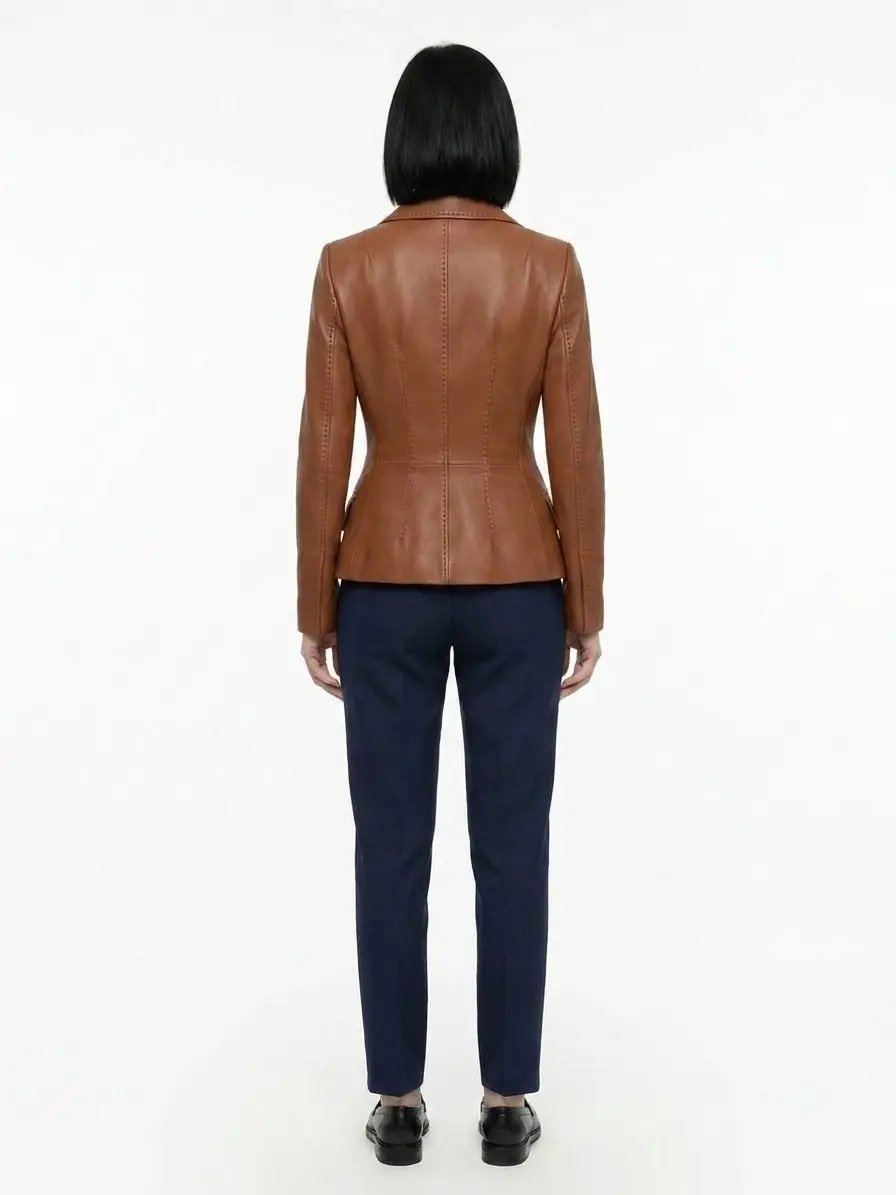 Dolce &amp; Gabbana Sample Sale | Dolce &amp; Gabbana Brown Calfskin Leather Jacket - | Designer outlet