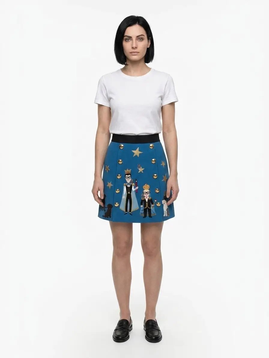 Dolce & Gabbana Sample Sale | Dolce & Gabbana Teal Elastane Mini Skirt - | Designer outlet