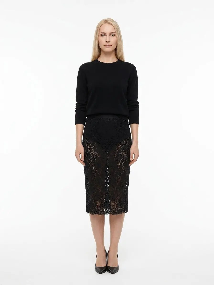 Dolce & Gabbana Sample Sale | Dolce & Gabbana Black Polyamide Midi Skirt - | Designer outlet