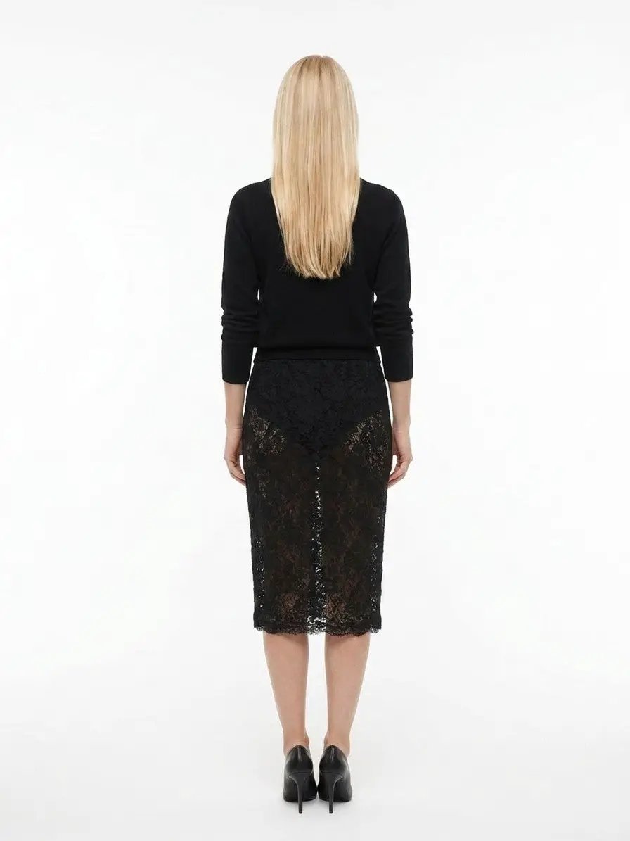 Dolce & Gabbana Sample Sale | Dolce & Gabbana Black Polyamide Midi Skirt - | Designer outlet