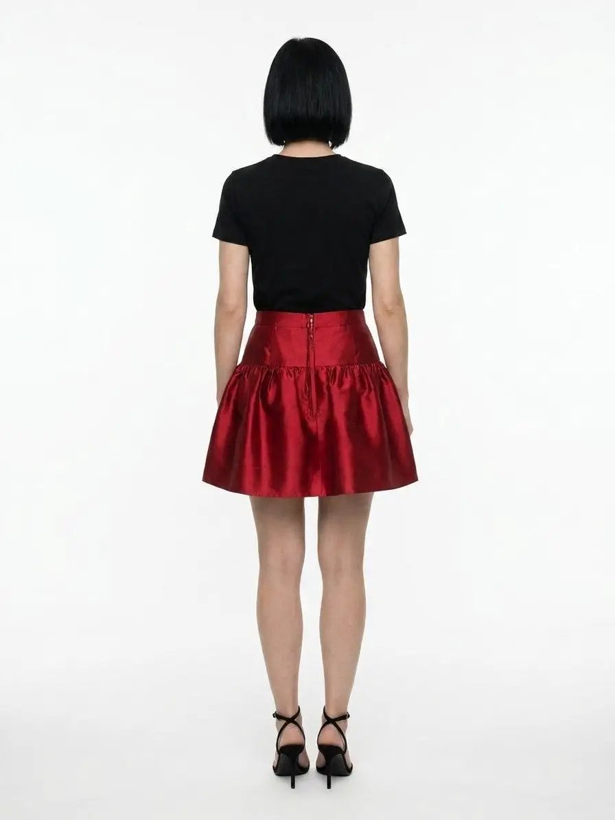 Dolce &amp; Gabbana Sample Sale | Dolce &amp; Gabbana Red Silk Mini Skirt - | Designer outlet