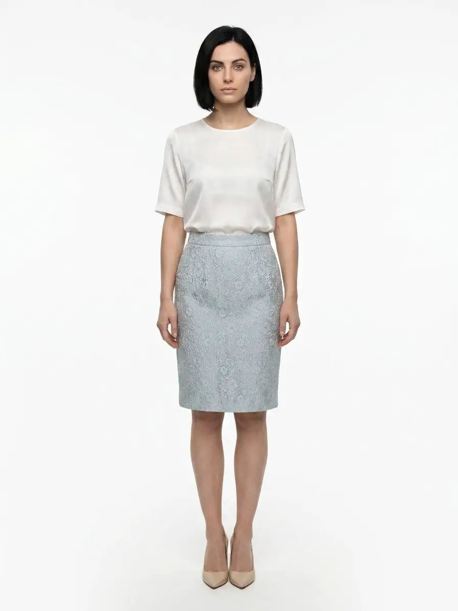 Dolce & Gabbana Sample Sale | Dolce & Gabbana Light Blue Polyester Midi Skirt - | Designer outlet