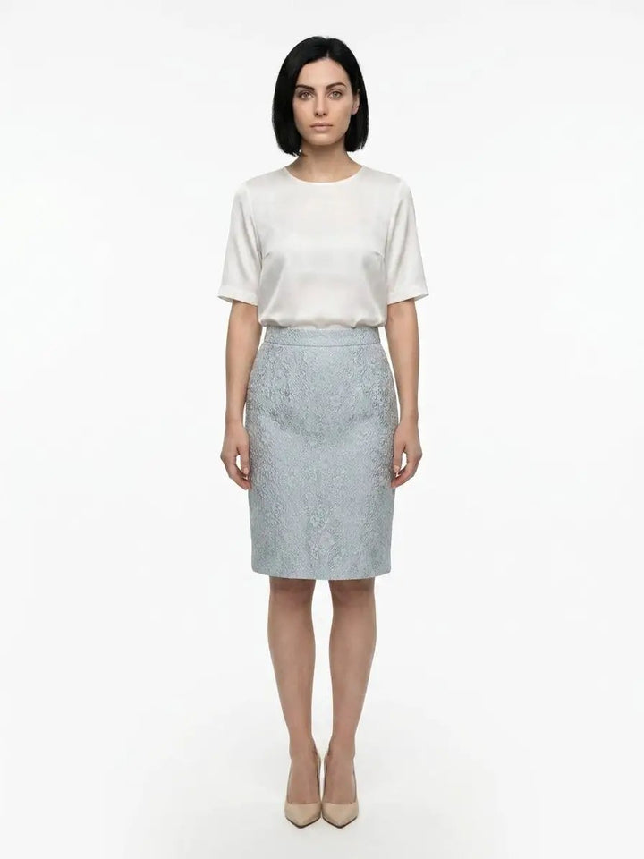 Dolce &amp; Gabbana Sample Sale | Dolce &amp; Gabbana Light Blue Polyester Midi Skirt - | Designer outlet