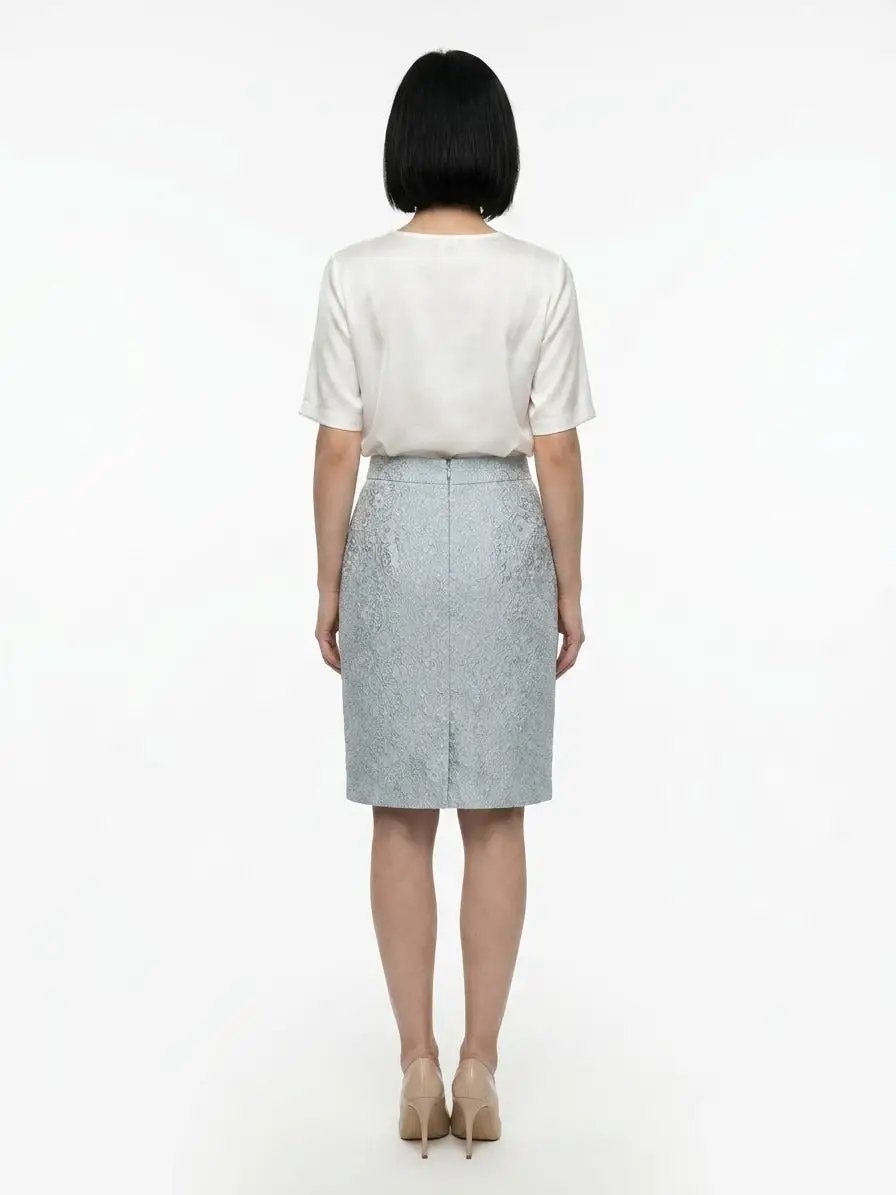 Dolce &amp; Gabbana Sample Sale | Dolce &amp; Gabbana Light Blue Polyester Midi Skirt - | Designer outlet