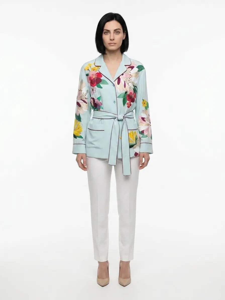 Dolce &amp; Gabbana Sample Sale | Dolce &amp; Gabbana Blue Elastane Pattern Shirt - | Designer outlet