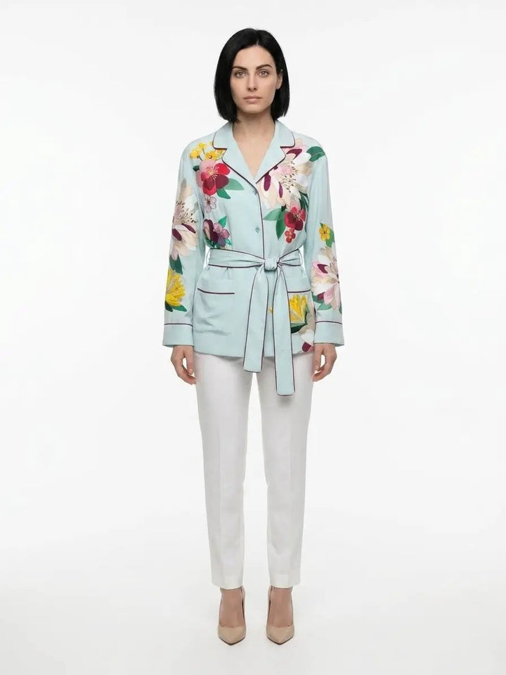 Dolce &amp; Gabbana Sample Sale | Dolce &amp; Gabbana Blue Elastane Pattern Shirt - | Designer outlet