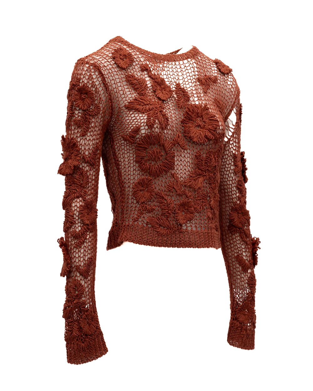 Valentino Garavani Sample Sale | Valentino Garavani Rust Crochet Floral Top - | Designer outlet