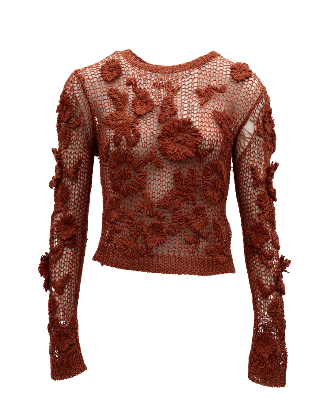 Valentino Garavani Sample Sale | Valentino Garavani Rust Crochet Floral Top - | Designer outlet