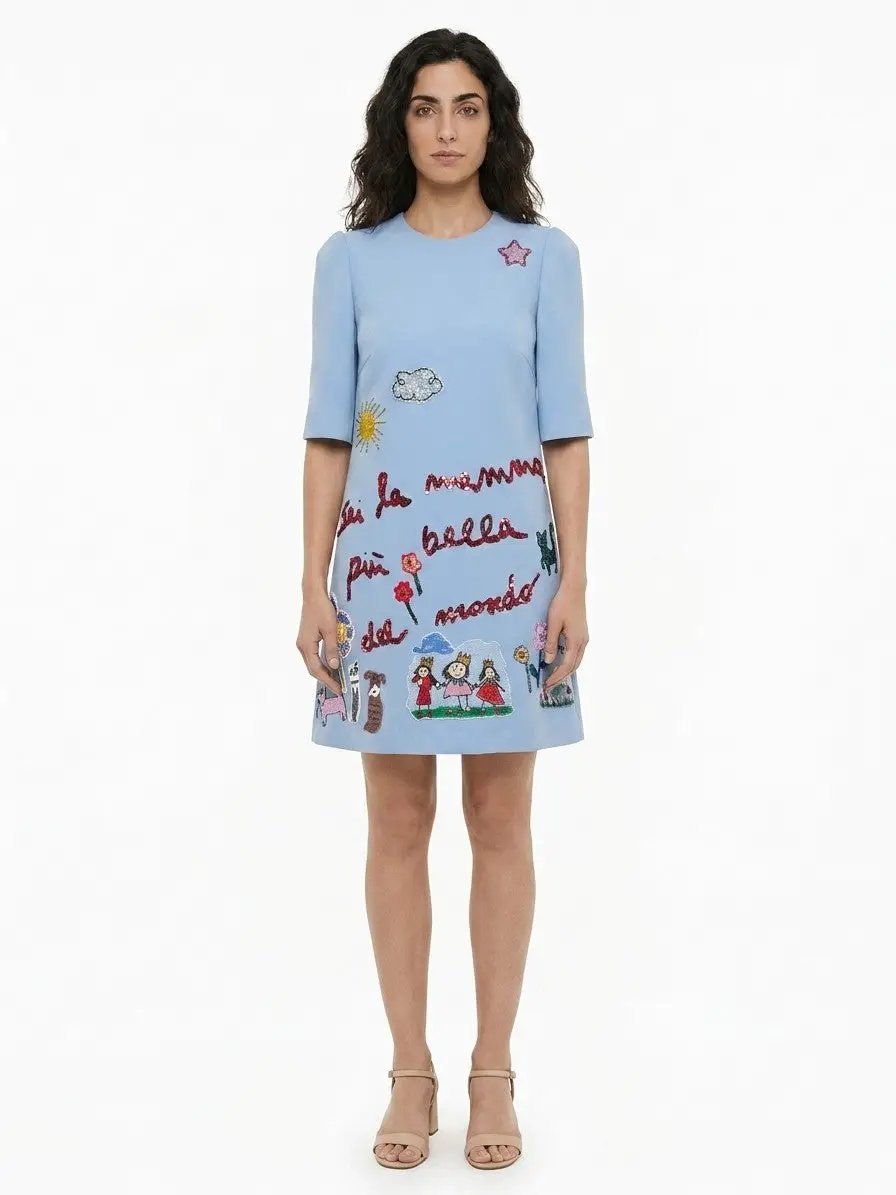 Dolce &amp; Gabbana Sample Sale | Dolce &amp; Gabbana Light Blue Virgin Wool Casual Dress - | Designer outlet