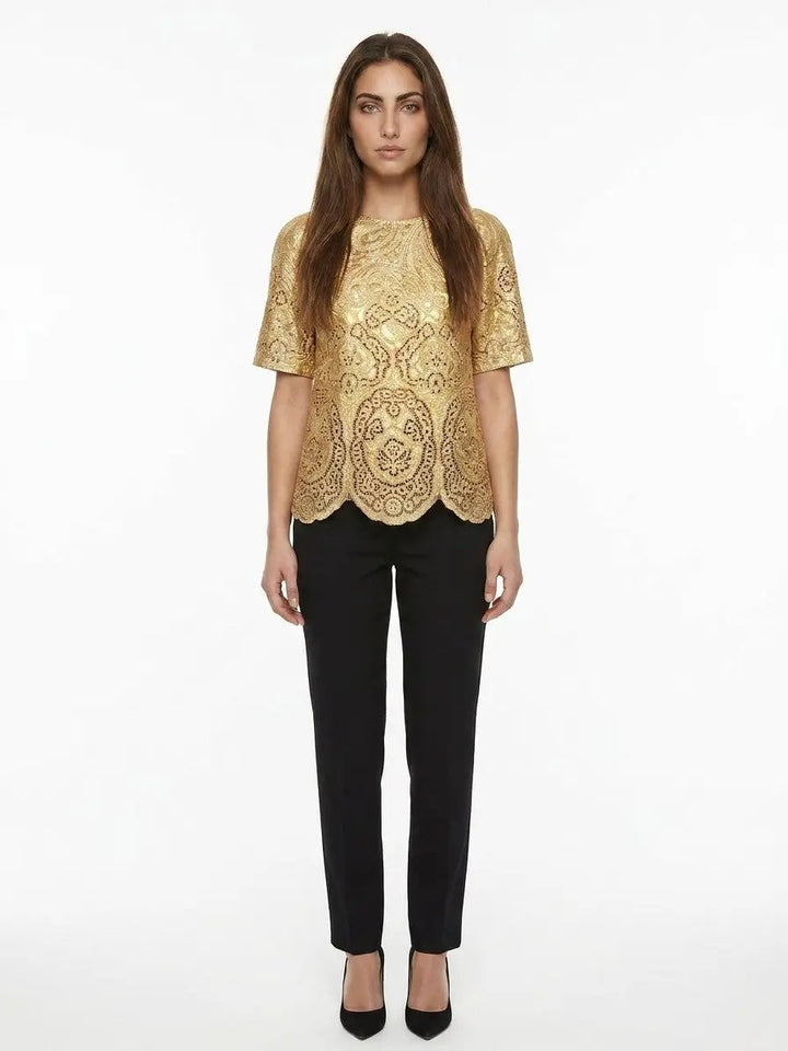 Dolce &amp; Gabbana Sample Sale | Dolce &amp; Gabbana Gold Marabou Blouse - | Designer outlet