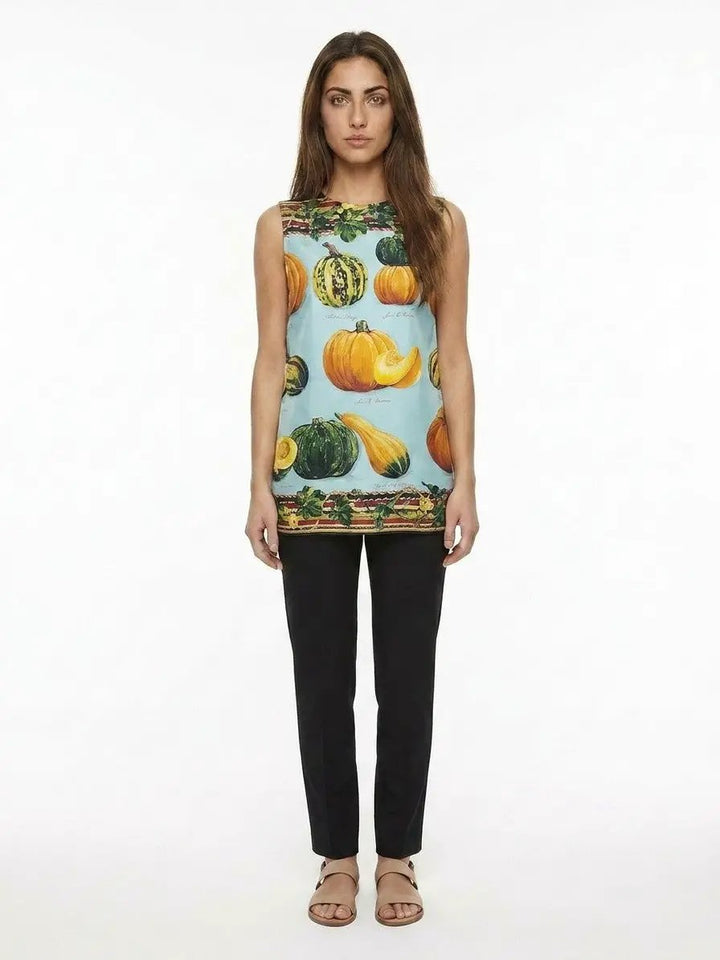 Dolce &amp; Gabbana Sample Sale | Dolce &amp; Gabbana Bicolor Silk Sleeveles T-Shirt - | Designer outlet