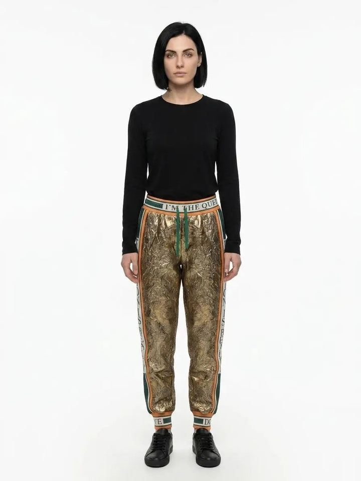 Dolce &amp; Gabbana Sample Sale | Dolce &amp; Gabbana Gold Metallic Fibre Casual Pants - | Designer outlet