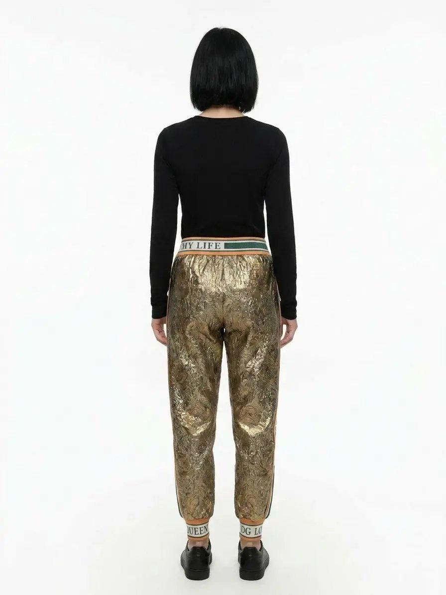 Dolce &amp; Gabbana Sample Sale | Dolce &amp; Gabbana Gold Metallic Fibre Casual Pants - | Designer outlet