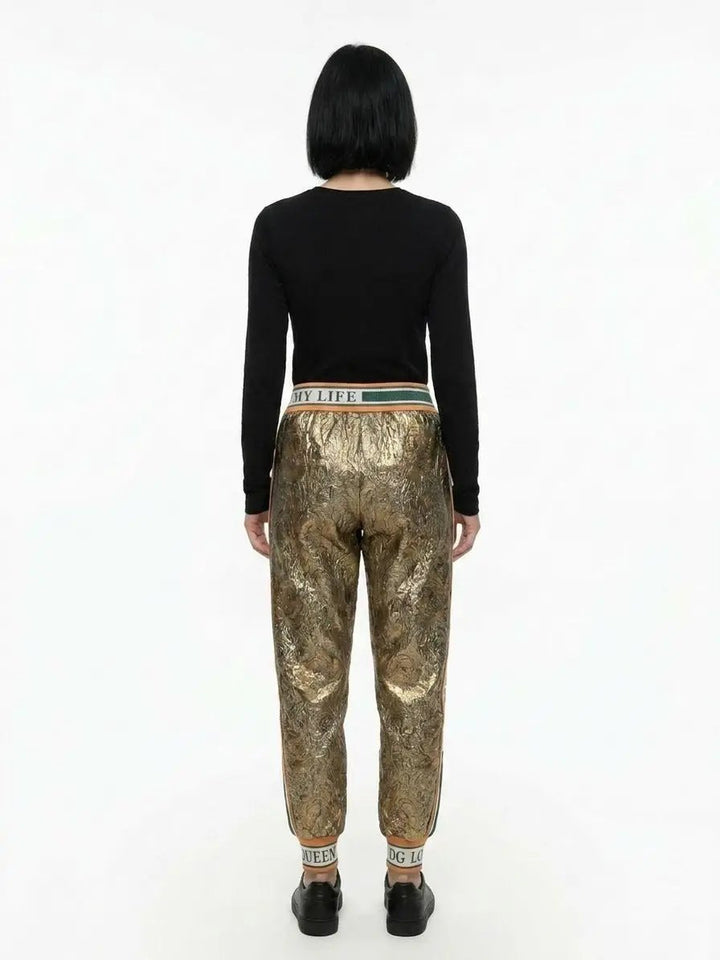 Dolce &amp; Gabbana Sample Sale | Dolce &amp; Gabbana Gold Metallic Fibre Casual Pants - | Designer outlet
