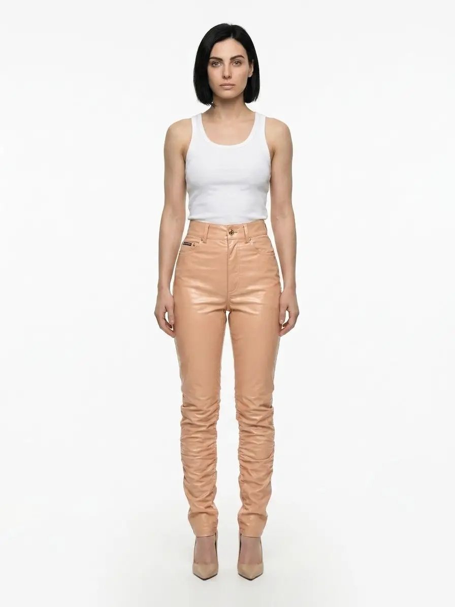 Dolce &amp; Gabbana Sample Sale | Dolce &amp; Gabbana Pink Leather Pants - | Designer outlet