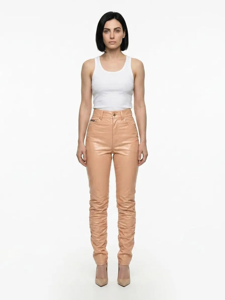 Dolce &amp; Gabbana Sample Sale | Dolce &amp; Gabbana Pink Leather Pants - | Designer outlet