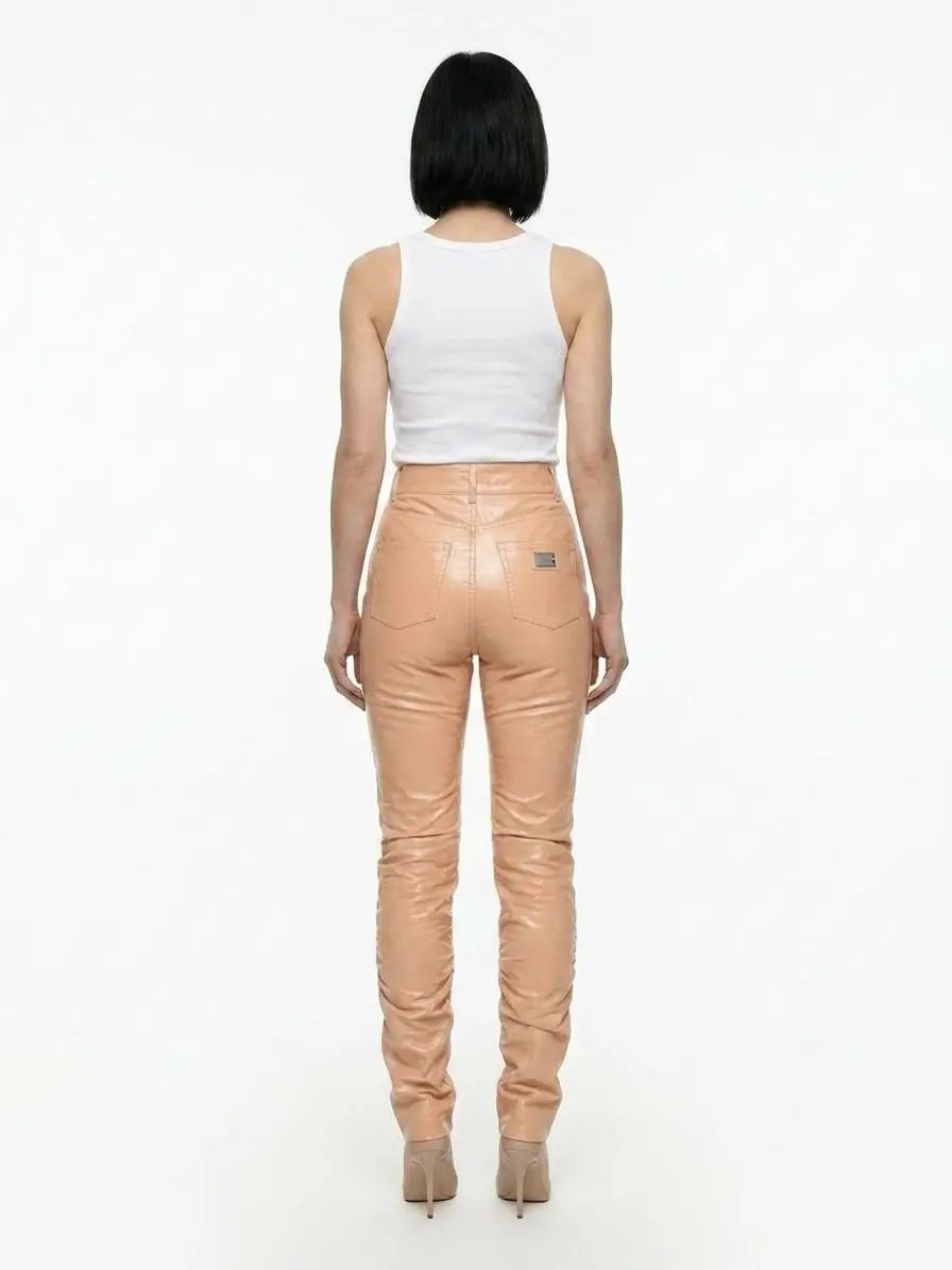 Dolce &amp; Gabbana Sample Sale | Dolce &amp; Gabbana Pink Leather Pants - | Designer outlet
